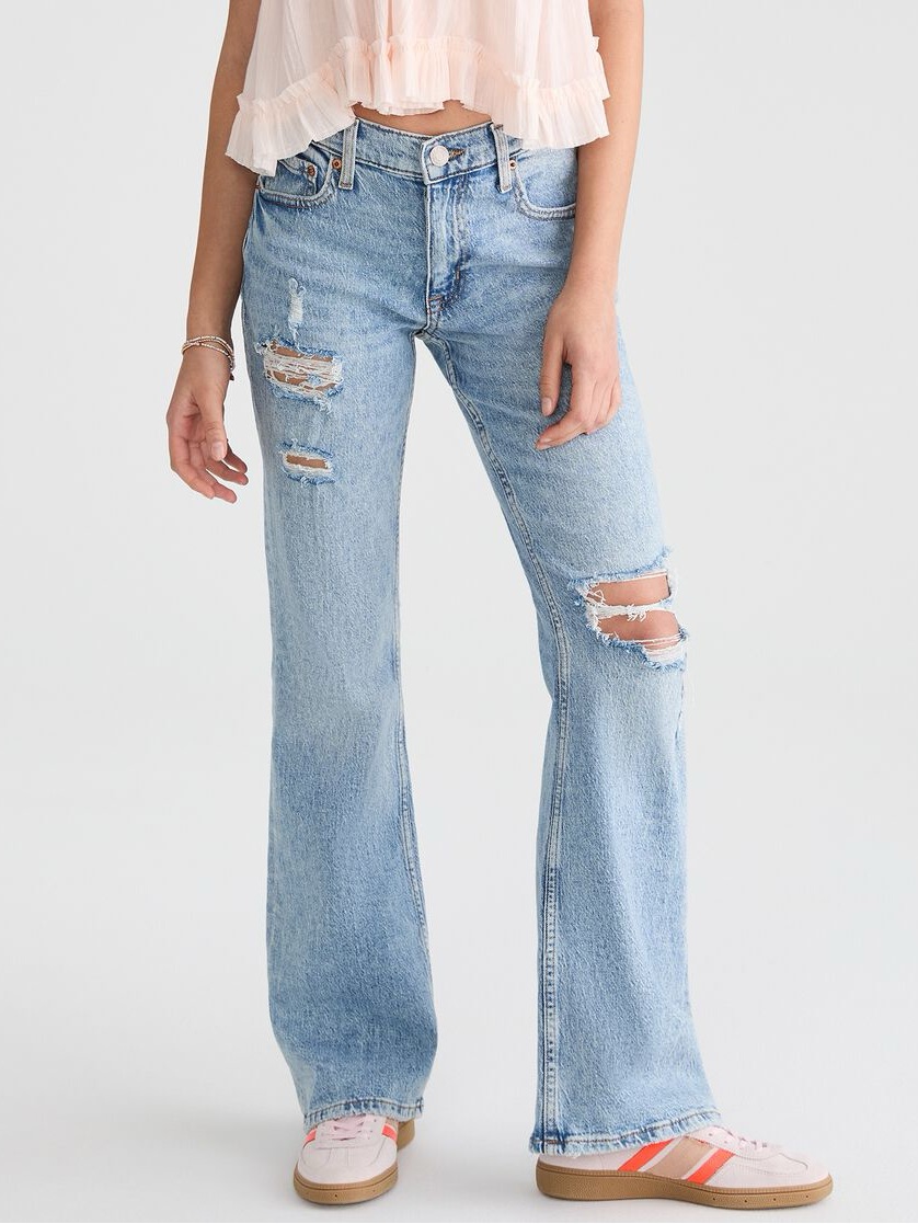 Aeropostale Light Blue Distressed Acid Wash Flare Jeans - Size 8